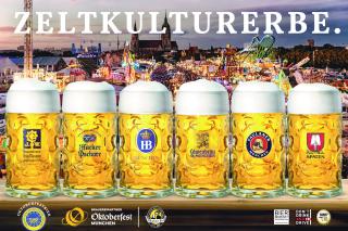 Plakat mit allen sechs Münchner Oktoberfestbrauereien